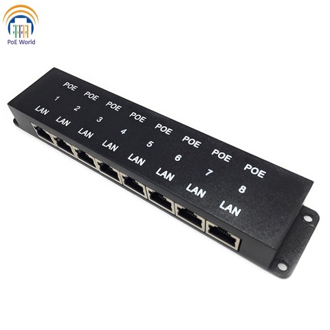 PoE World 8 Port Security Power over Ethernet Passive injector 24V/48V PoE Injector for 8 IP Cameras wireless AP ► Photo 1/5