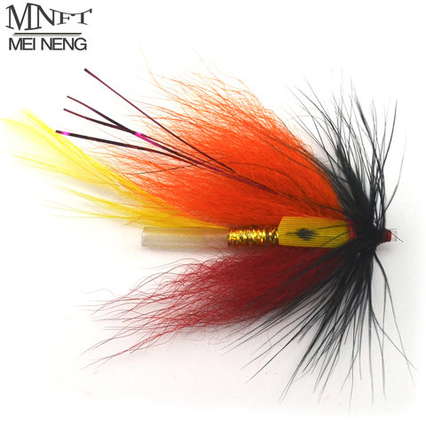 MNFT 4PCS/Lot Grizzly Tube Blood Orange Feather Fishing Flies Fishing Dry Fly Lures For Carp Bait Artificial ► Photo 1/4
