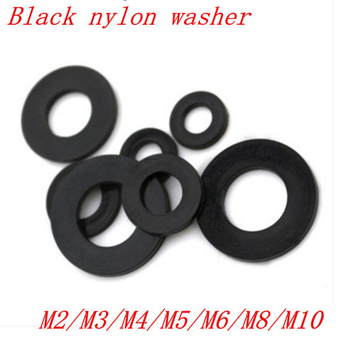 100pcs/lot  M2 M2.5 M3 M4 M5 M6 M8 M10 black Plastic Nylon Washer Plated Flat Spacer Washer Gasket ► Photo 1/1