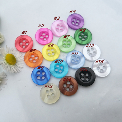 120pcs 11mm Mix colors / 1 color 4 holes Resin Shirt Buttons for Sewing scrapbooking craft Decorative Accessories Loose Buttons ► Photo 1/6