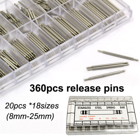 360PCS Watch Repair Tool Kit Watch band Pin Spring Bar Release Pins 8 9 10 11 12 13 14 15 16 17 18 19 20 21 22 23 24 25mm ► Photo 1/5