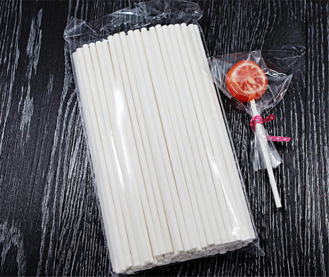 100 pcs/lot Food-Grade Solid White Pop Sucker Sticks Chocolate Cake Lollipop Lolly Sugar Candy Paper Stick ► Photo 1/5