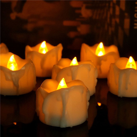 Pack of 4 Timer Flameless Candles,Yellow light Tear Drop bougie anniversaire Battery vela decorativa,6 hours on,18 hours off ► Photo 1/6