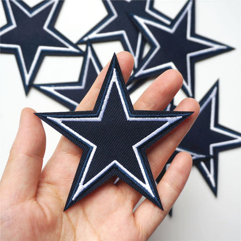 10PCS Navy Blue Stars White Edge Embroidered Patches Sew Iron On Badges 9CM For Dress Clothes DIY Appliques Craft Decoration ► Photo 1/6