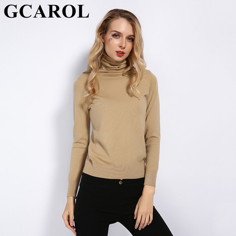 GCAROL New Fall Winter 30% Wool Turtleneck Sweater OL Candy Render Knit Pullover Female Warm Knitted Jumper High Street Top 2XL ► Photo 1/6