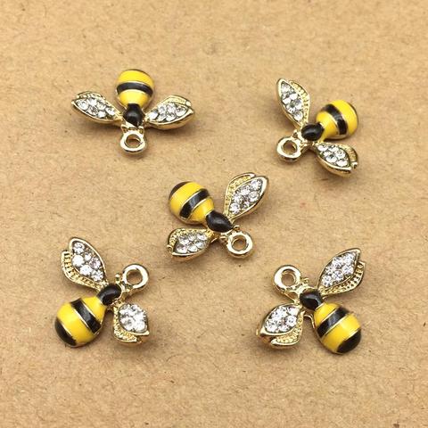 10pcs 14x18mm enamel bee charm for jewelry making cute earring pendant bracelet necklace charms diy design charms ► Photo 1/3