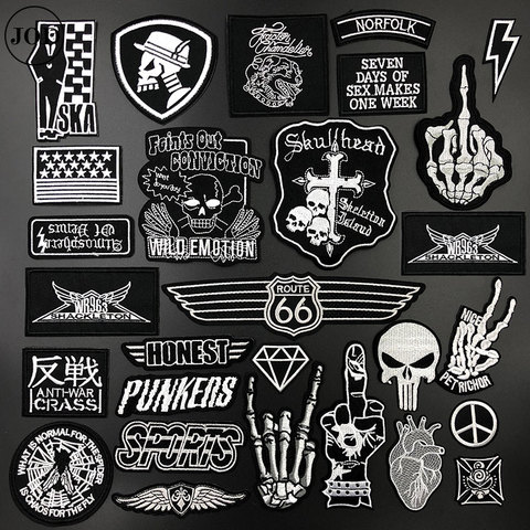 Punk Black Military Patch Embroidery ironing Clothes Patches for