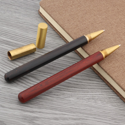 Rotate twist student wood pen cover metal golden Trim ROLLERball PEN Stationery Office school supplies Writing Gift ► Photo 1/6