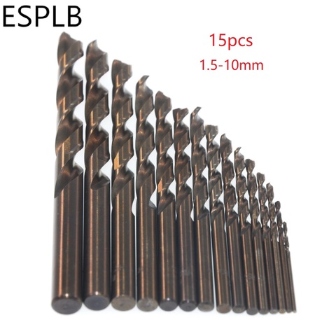 15pcs 1.5-10mm M35 Cobalt HSS Co High Speed Steel Drill Bits Set Metal Wood Working Straight Shank Twist Drill Bit Power Tools ► Photo 1/6