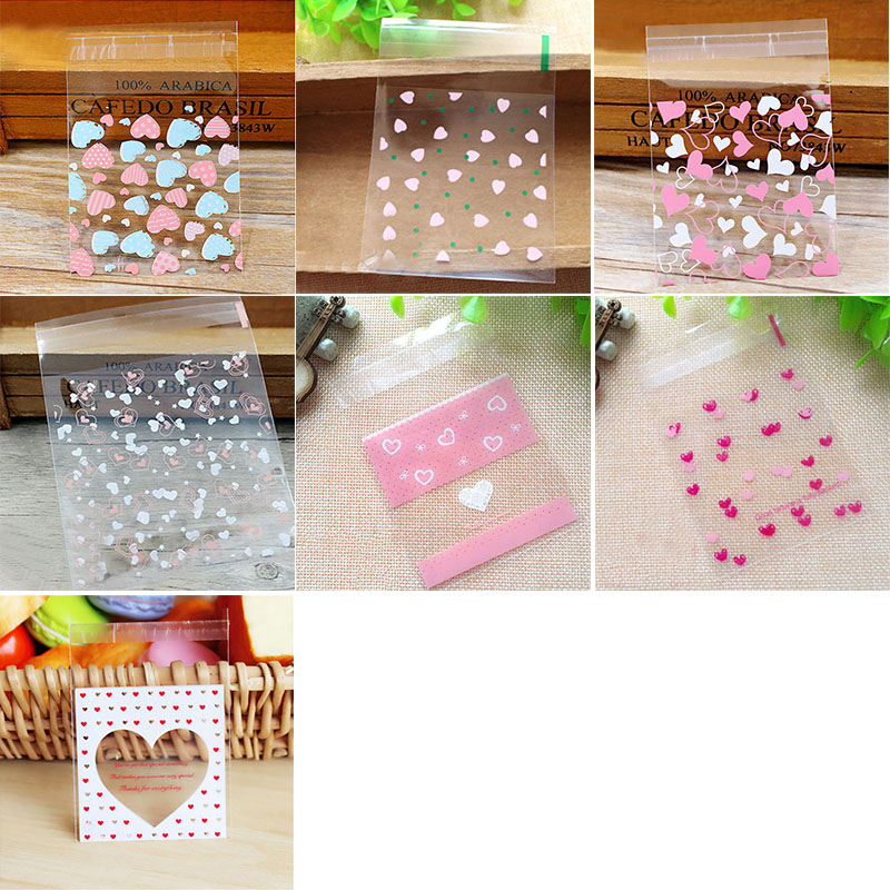 100pcs Self Adhesive Candy Bags Plastic Cookie Gift Bag Wedding Party Supplies 