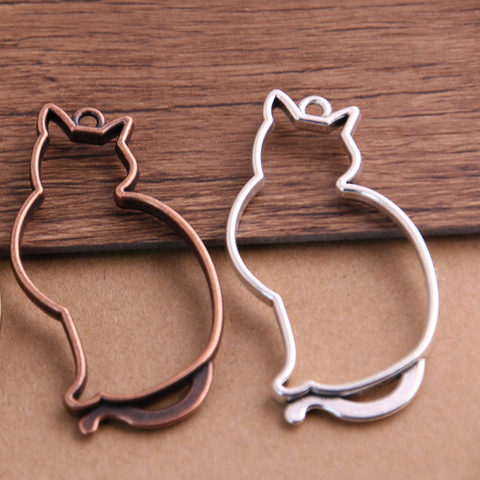  6PCS 27*52mm Animal Charm Big Cat Pendant Three Color DIY Retro Jewelry Bracelet Necklace Charms Pendant ► Photo 1/6