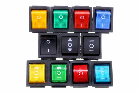 KCD4 On-Off-On 6P / On-Off 4P Latching  Rocker Switch 16A 250VAC colour Light ► Photo 1/4
