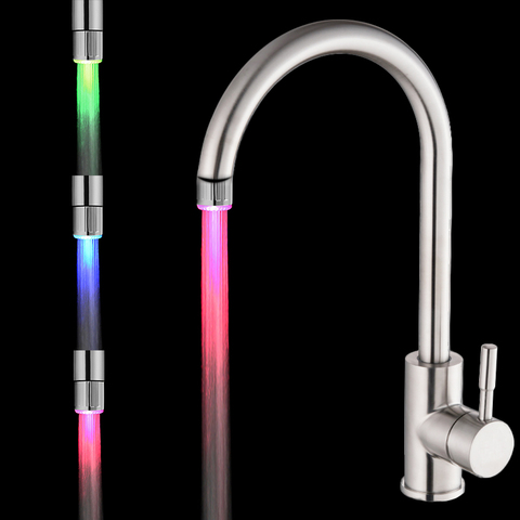 Colorful LED Water Faucet Lights Colorful Changing Glow Shower Head Kitchen Tap Aerators for Kitchen Bathroom Products ► Photo 1/6