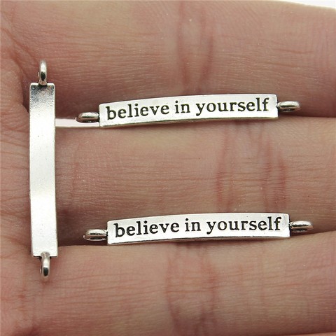 20pcs 4x32mm Believe In Yourself Connector Charms For Jewelry Making Antique Silver Color Jewelry Accessories ► Photo 1/3