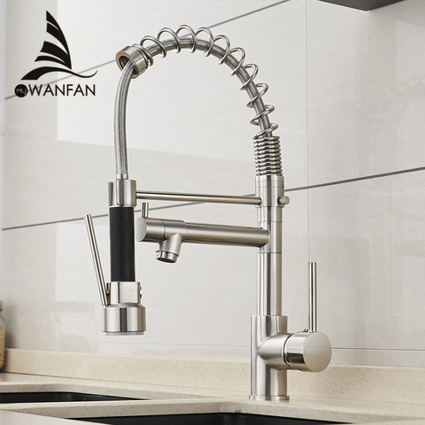 Spring Style Kitchen Faucet Brushed Nickel Faucet Pull Out Torneira All Around Rotate Swivel Water Outlet Mixer Tap 866026 ► Photo 1/6
