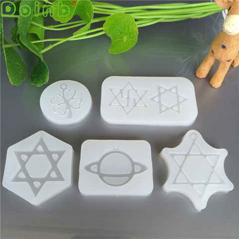 Planet Clover Hexagram Silicone Mold Fondant Cake decorating Tools DIY Hand Ornaments Epoxy Resin Molds for Jewelry ► Photo 1/6