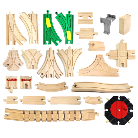 Wooden Railway Track Toy Universal Accessories Competible for Thomas All Brands Track Educational Rail Train Car Toys for Kids ► Photo 1/3