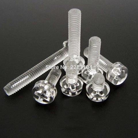 25pcs Acrylic Clear transparent Plastic Nylon M3 M4 Round Pan Phillips Cross Head Screw Bolt length=4-25mm ► Photo 1/4