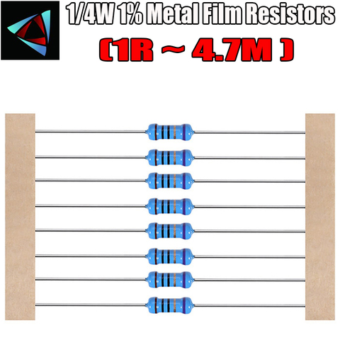 100pcs 1/4W Metal film resistor 1R ~ 4.7M 100R 220R 330R 1K 1.5K 2.2K 3.3K 4.7K 10K 22K 47K 100K 100 220 330 1K5 2K2 3K3 4K7 ohm ► Photo 1/2