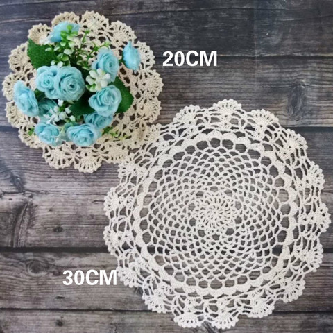 Luxury Vintage Cotton Table Coaster Placemat Round Tablecloth Coffee Cup Glass Kitchen Dining Mat Pad Crochet Lace Doily 2Sizes ► Photo 1/6