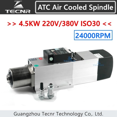 TECNR 4.5KW ATC air cooled spindle motor 24000RPM  ISO30 220V 380V Automatic Tool Change spindle for woodworking cnc router  ► Photo 1/1