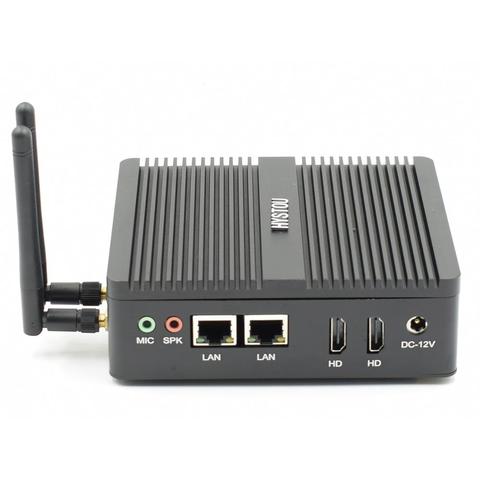 Fanless Mini PC Quad Core Celeron N3160 Dual LAN Linux PFsense Router Firewall Server Computer with 2 antennas ► Photo 1/1