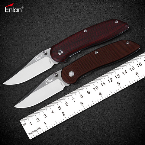 Enlan M024 Folding Blade Knife 8Cr13Mov Blade Wood Handle Outdoor Small EDC Knife Survival Camping Mini Pokcet Knifes Tools Gift ► Photo 1/1