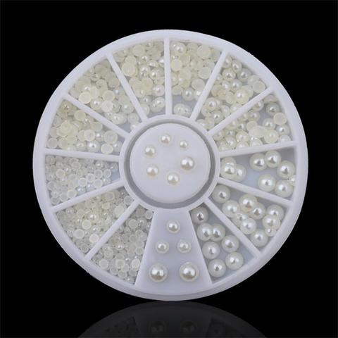 DIY 2mm 3mm wihte semicircle pearl Nail Glitter Nail Rhinestones Wheel Nail Art Decorations Makeup Tools ► Photo 1/1