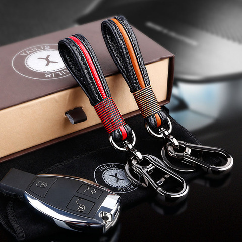 Handmade Leather Car Keychain Home Key Ring Man and Woman Waist Hanging Key Chains For Audi BMW Volvo Lexus KIA Toyota ► Photo 1/1