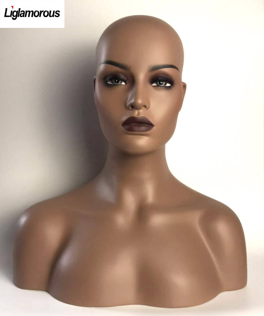 New Realistic Mannequin Head Fiberglass Hat Glasses Mold Stand Torson Wig Black 
