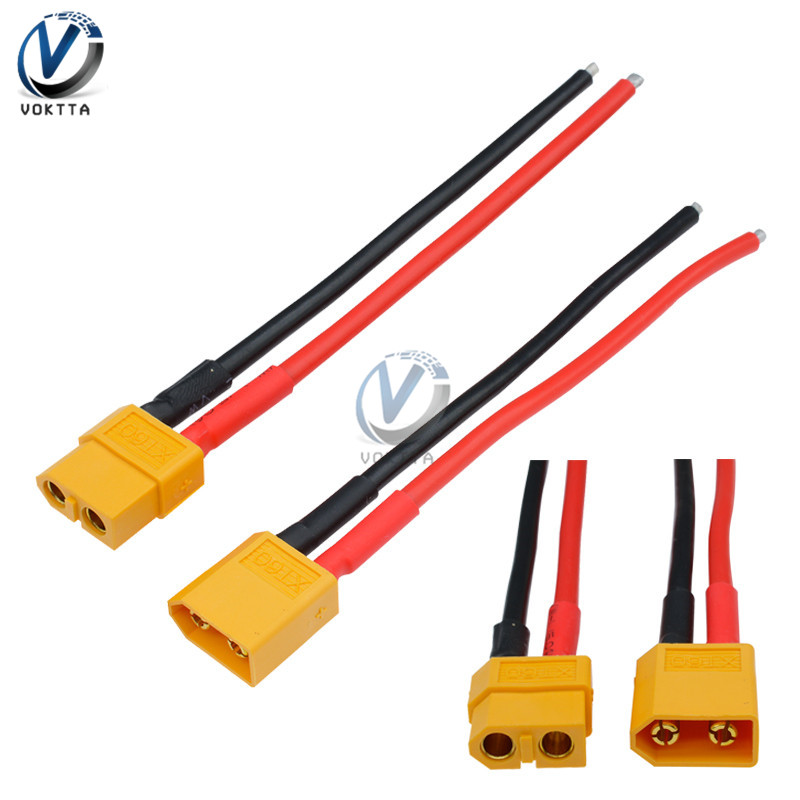 2PCS XT60 Connector Male w/ Housing 10CM Silicone Wire Cable 14 AWG 