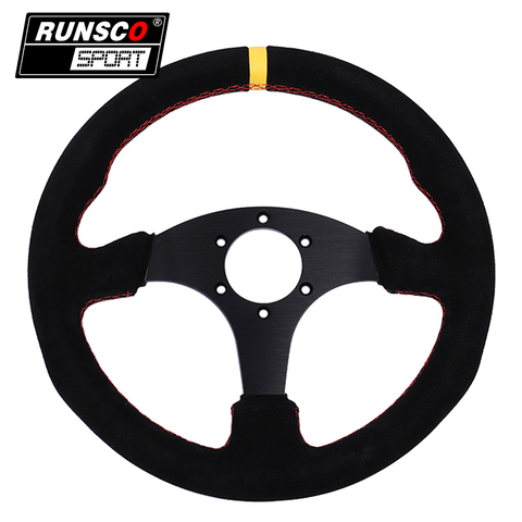 13inch 330mm Racing Flat Steering Wheel Auto Universal Suede Leather Simulated Racing Game Steering Wheel ► Photo 1/6