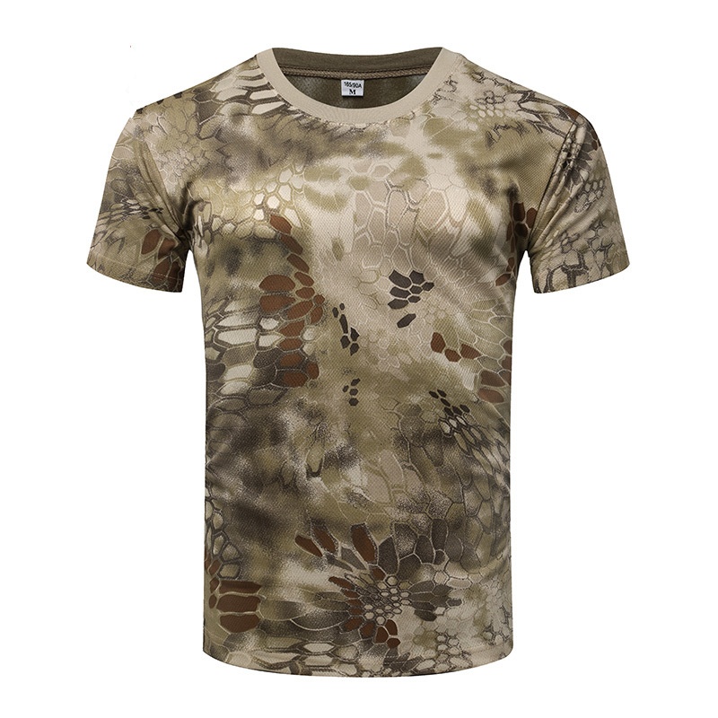 Mens Tactical T-Shirt Short Sleeve Army Camouflage Quick dry Casual Shirt Hiking