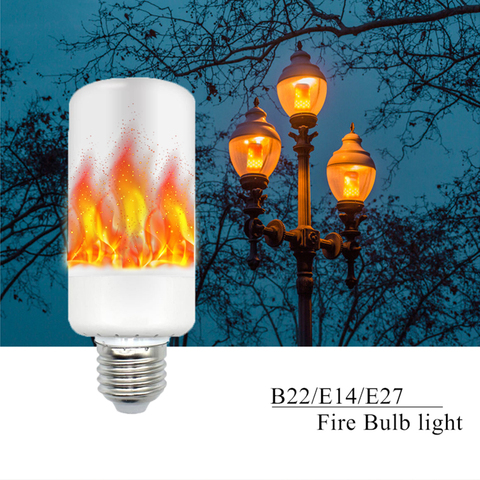 New Arrival E27 E14 B22 2835SMD LED lamp Flame Effect Fire Light Bulbs 5W Flickering Emulation flame Lights AC85-265V ► Photo 1/6