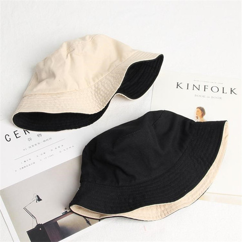 2022 solid Double sided Bucket Hat Fisherman Hat outdoor travel hat Sun Cap Hats for Men and Women 282 ► Photo 1/6