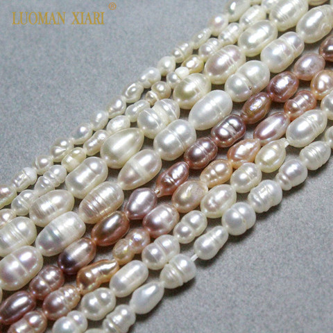 Fine Pink White 100% Natural Freshwater Pearl  Rice Shape Beads For Jewelry Making DIY  Bracelet Necklace 3-5mm Strand  14'' ► Photo 1/6