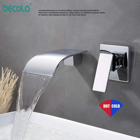 BECOLA Delivery Chrome Waterfall Basin Faucet Wall Mounted bathtub Bathroom Faucet Single Handle Mixer Tap Torneira ► Photo 1/5
