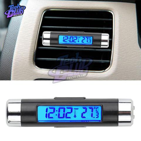Portable 2 in 1 Car Digital LCD Clock Temperature Display Electronic Clock Thermometer Car Automotive Blue Backlight With Clip ► Photo 1/1
