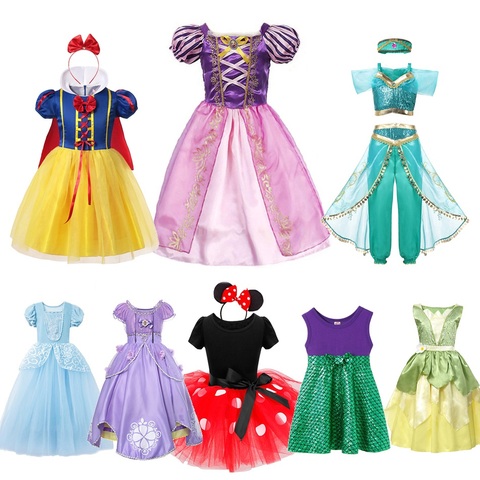 MUABABY Little Girl Fancy Princess Dress Up Elsa Moana Costume Mickey Anna Halloween Party Dress Christmas Kids Birthday Gift ► Photo 1/6