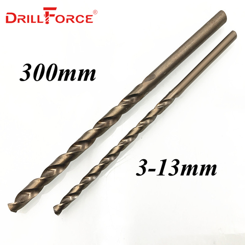 Drillforce Tools 1PC 3mm-13mmx300mm OAL HSSCO 5% Cobalt M35 Long Twist Drill Bits For Stainless Steel Alloy Steel & Cast Iron ► Photo 1/1