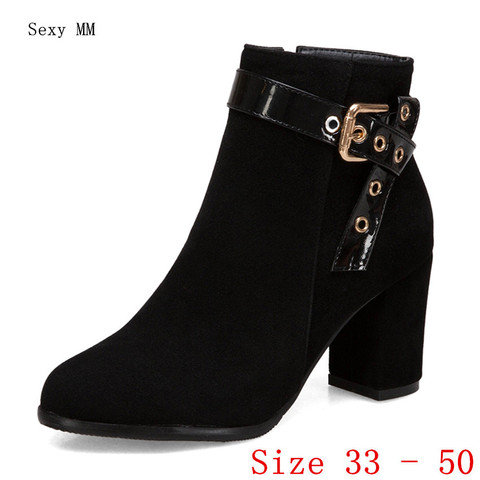 Spring Autumn High Heels Women Ankle Boots Woman Short Boots High Heel Shoes Plus Size 33 - 40 41 42 43 44 45 46 47 48 49 50 ► Photo 1/6