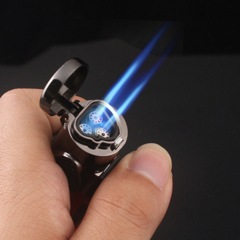 Visible Gas Blue Flame Torch Turbo Lighter Spray Gun Electronic Lighter  Gas Lighter 1300C Butane Cigar Lighters Gadgets For Men ► Photo 1/6