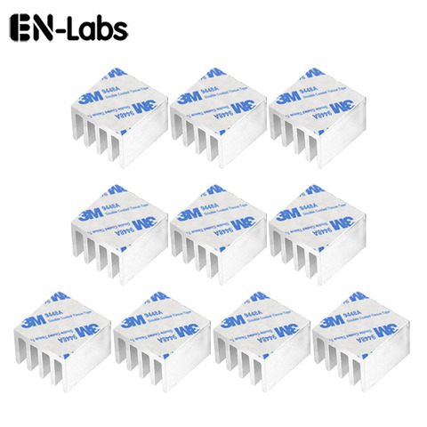 En-Labs 10pcs Aluminum Heatsink 14*14*10mm Electronic Chip Radiator Cooler w/ 3M9448A Thermal Double Sided Adhesive Tape ► Photo 1/4