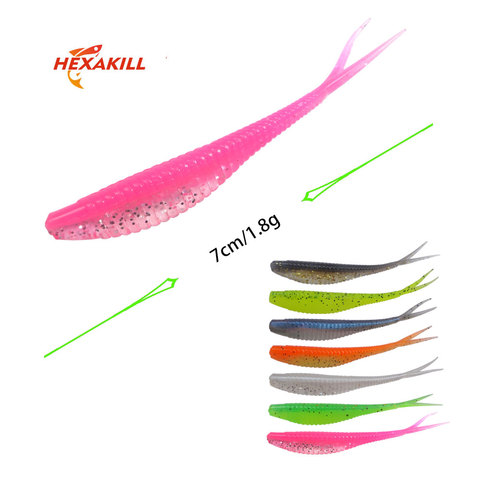 Hexakill 3pcs/lot 10pcs/lot 7cm 1.8g Worm Soft Lures Artificial Fishing Baits Wobbler Carp Fishing Tackle Shad silicone ► Photo 1/6