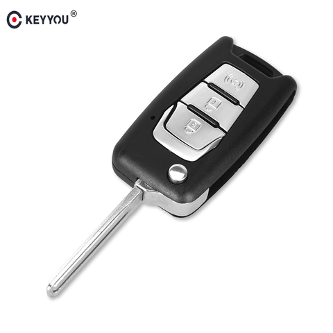 KEYYOU Flip Remote Key Shell Switchblade For Ssangyong Korando New Actyon C200 2016 2017 3 Button Folding Car Key Shell Case ► Photo 1/6