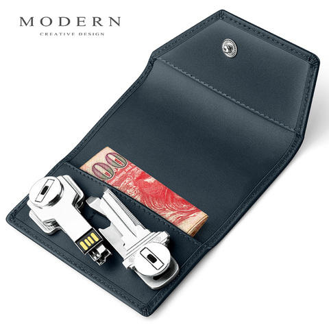Modern - Genuine Leather Smart Key Wallet DIY Key Holder EDC Pocket Car Key Organizer Minimalist Wallet ► Photo 1/4