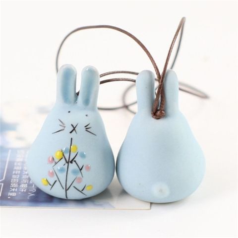 Hot Sale Exquisite hand-made ceramic wind chimes jewelry cute rabbit wind bell Bell pendant Easter gift garden garden decorati ► Photo 1/2