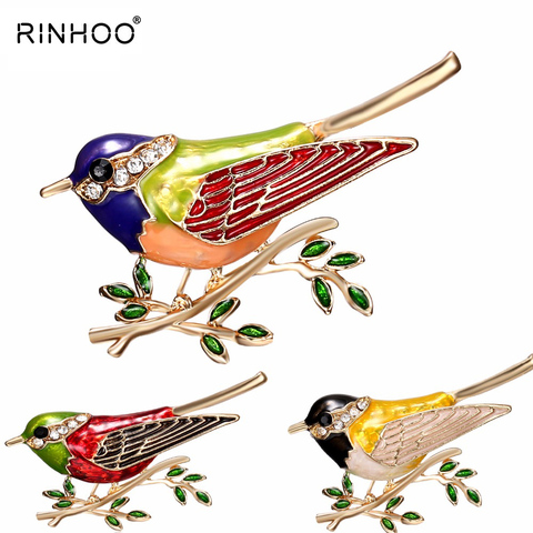 Rhinestone Colorful Enamel Oriole Bird Branch Brooch Pins Men Women's Alloy Bird Brooches For Suits Dress Banquet Brooch Gift ► Photo 1/5