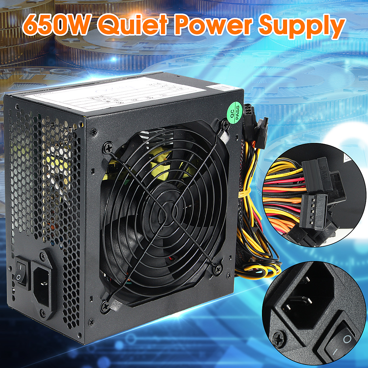 600W PC PSU Power Supply Black Gaming Quiet 120mm Fan 20/24pin 12V ATX New computer Power Supply For BTC ► Photo 1/6