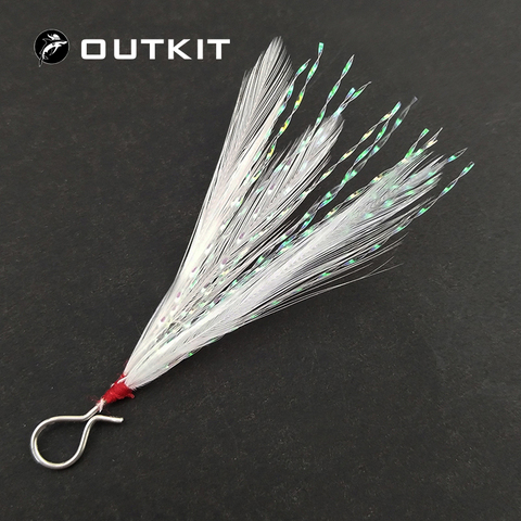 OUTKIT 10 pieces Plastic Wooden Soft Metal Fishing Lure Feather Spoon Bait Fishing Accessories Tackle for treble hook ► Photo 1/3